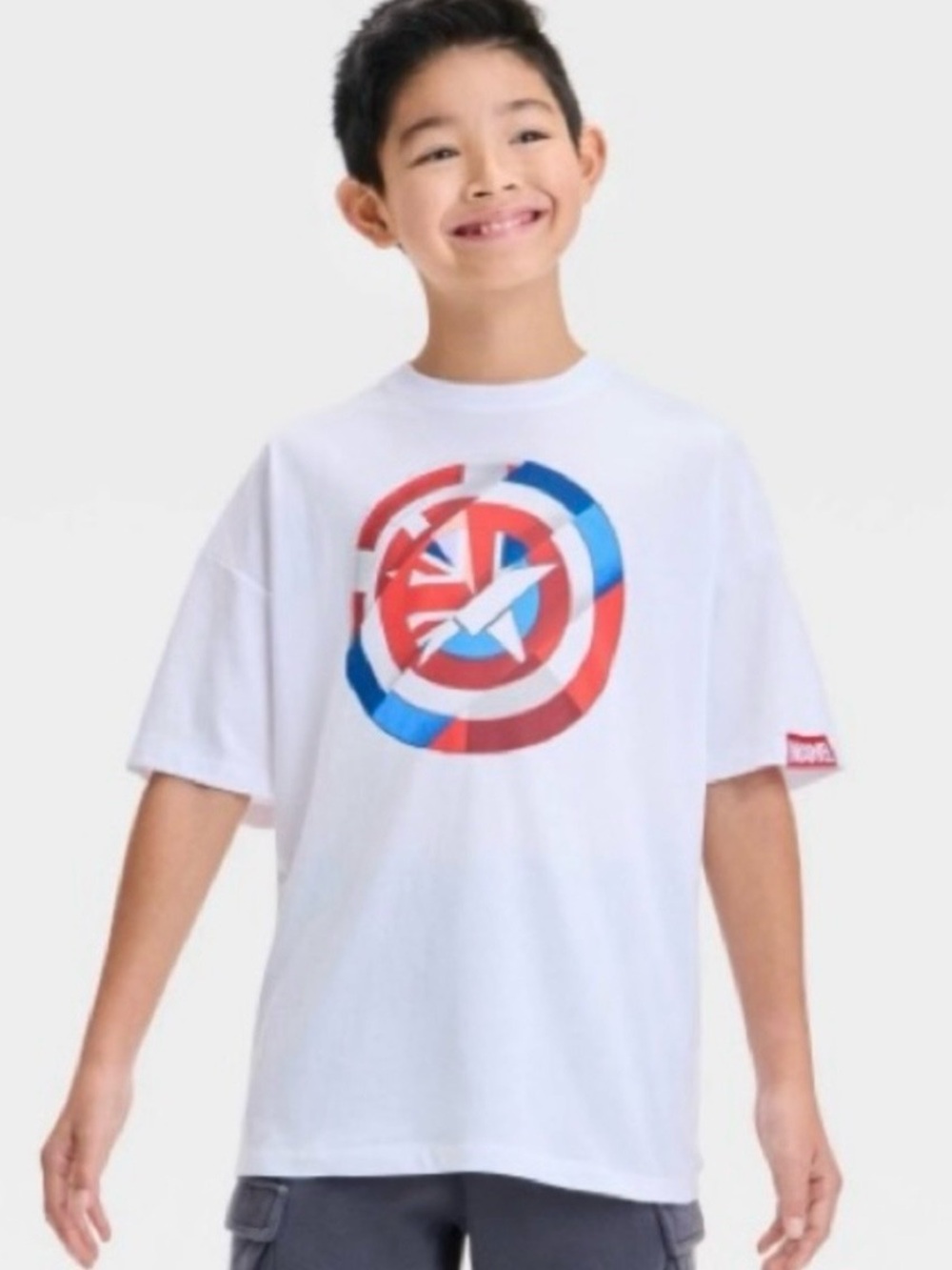 Boys' Captain America Short Sleeve Graphic T-Shirt - White Size XL new